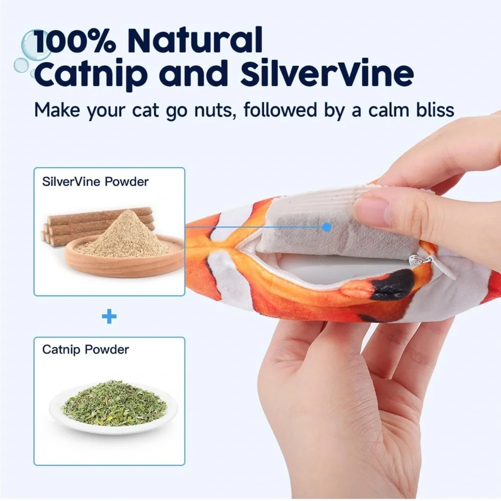 Cat Toy Flopping Fish rechargeable. Clown Fish cat toy.
